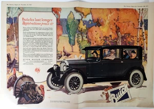 Turkey Buick Master Sedan Flint MI Vintage 1925 2 Page Car Ad Magazine Print - Picture 1 of 9
