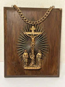 "Crucifijo de madera vintage A&F Canadá Jesús María Juan 5"" colgante de pared"  - Imagen 1 de 9