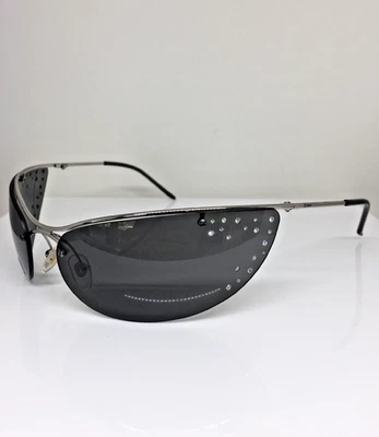 New Dior Extase Strass Wraparound Sunglasses C. YB7 Shiny Silver w/ Rhinestones - Image 1 of 4