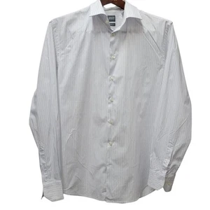 ARMANI COLLEZIONI Men Slim-Fit Spread Collar Stripe Shirt Blue Size 44/17.5 $225 - Picture 1 of 9