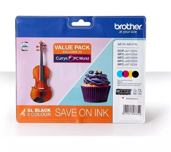 Genuine Brother LC127XL Black & LC123 Cyan/Magenta/Yellow Multipack Ink Set - Image 1 of 1