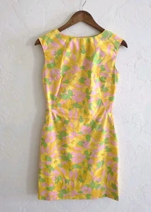 VTG 70s Psychedelic Flower Power Dress Medium Gogo Twiggy Retro Funky Groovy Mod - Picture 1 of 13