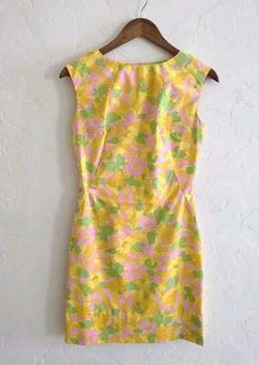 VTG 70s Psychedelic Flower Power Dress Medium Gogo Twiggy Retro Funky Groovy Mod - Image 1 of 4