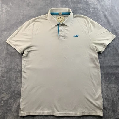 Camisa Polo Hollister Para Hombres Talla XL Blanca Epic Flex Logo Bordada Foto 1 de 4