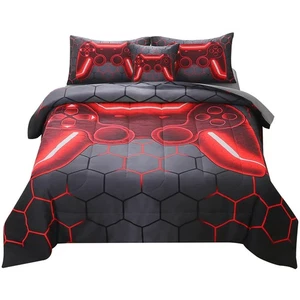 Queen Gamer Comforter Set for Boys Girls Kids,6 Piece Bed in A Bag 3D Video G... - Picture 1 of 7