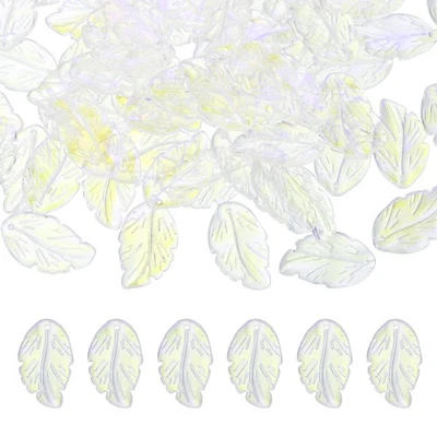 100 piezas cuentas de hojas de vidrio, lindos dijes de hojas de cristal, azul dorado Foto 1 de 4