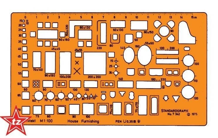 standardgraph 7342 Schablone Möblierung Architekt 1:100   - NEU & OVP - Bild 1 von 1