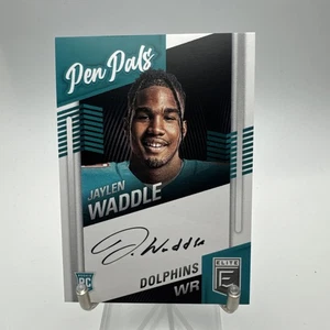 Donruss Elite 2021 Jaylen Waddle Pen Pals radiocontrol novato automático #PP-JW Dolphins - Imagen 1 de 5