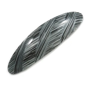 Black/ Metallic Silver Acrylic Oval Barrette/ Hair Clip In Silver Tone - 90mm - Picture 1 of 6