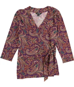 Ralph Lauren Womens Paisley Faux Wrap Pullover Blouse, orange, Plus Size, 1X - Picture 1 of 2