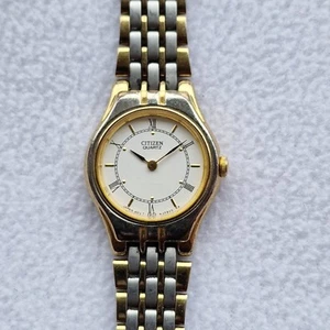 Vintage Citizen Ladies Two Tone Stainless Steel Japan Quartz Watch - New Battery - Picture 1 of 11