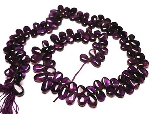 PURPLE AMETHYST SMOOTH FLAT PEAR SHAPE BRIO BEADS 220Z 13" Std! 6x4x3mm-8x5x3mm - Picture 1 of 1