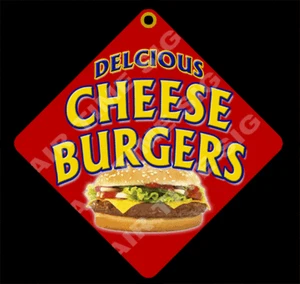 CHEESEBURGER Diamond Concession Sign-Trailer,Restaurant 12" x 12" 2 sided - Picture 1 of 2