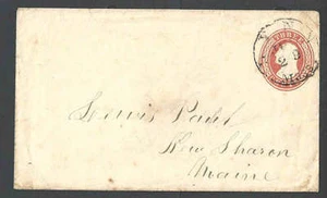 1853 U1 Used Entire 3c Red On White Die 1 UPSS 2a Size 7 Nesbitt Seal On Flap  - Picture 1 of 2