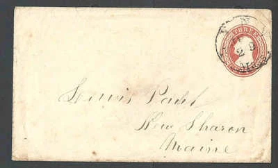 1853 U1 Used Entire 3c Red On White Die 1 UPSS 2a Size 7 Nesbitt Seal On Flap  - Image 1 of 2