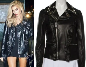 6K New Gucci 2017 Black Leather Biker Moto Jacket 36 38 2 4 Coat Pearl Gift S - Picture 1 of 19