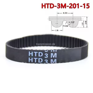 HTD-3M Zahnriemen 201mm Closed Riemen 15mm Gummi Belt Antriebsriemen für Pulley - Bild 1 von 8