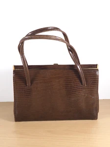 Borsa donna vintage anni 60 pelle di lucertola borsa a mano 19x27 cm made in England ottime condizioni - Foto 1 di 13