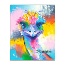 Emu / Ostrich Art Print on PAPER or CANVAS. Bird Painting by Krystle Cole