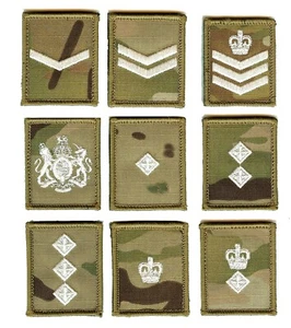 Hook and Loop fastener Backed Ivory on Multicam MTP Rank Patch Badge - All Ranks - Picture 1 of 13