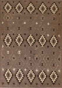 Nature Dye Reversible Kilim Hand Woven Southwestern Tribal Area Rug 5'x7' Carpet - Picture 1 of 10