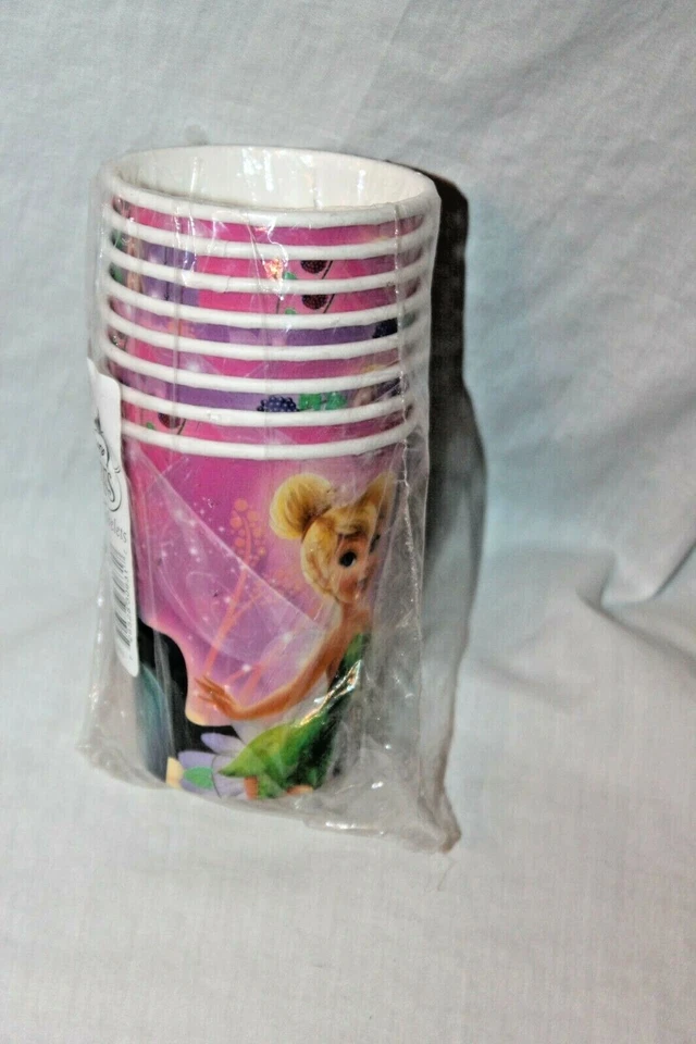 NEW  IN PACKAGE TINKERBELL & FAIRIES  8 PAPER CUPS  PARTY SUPPLIES  - Image 1 of 1