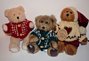 2 HUGFUN + EDMUND Boyd's Bear Plush Christmas Collectible 8" w/Sweater  '90s EUC