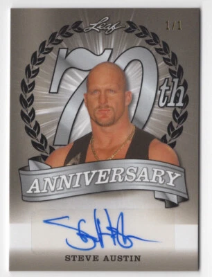 Stone Cold Steve Austin 2018 Leaf 70th Anniversary Autograph Card WWE True 1/1 - Image 1 of 2
