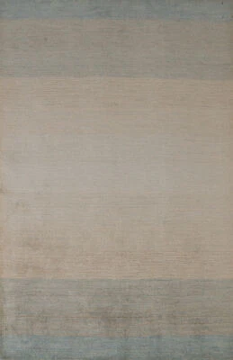 Striped Soft and Plush Wool Gabbeh Area Rug Hand-tufted 5x8 ft - Image 1 of 4