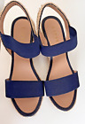 Lipsy Ladies Wedge Sandal Size 5 Elasticated Band Espadrilles Navy Excellent Con