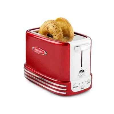 Nostalgia Toaster Retro 2-Slice Red 900W Wide Slots Bagel Reheat Cancel Function - Image 1 of 4