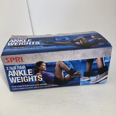 SPRI 2.5LB Pair of Ankle Weights Adjustable Neoprene Sand Filled Black. - Image 1 of 4