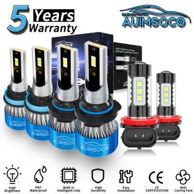 For Jeep Grand Cherokee 2014-2018 6x LED Headlight High Low Beam Fog Light Bulbs - Image 1 of 4