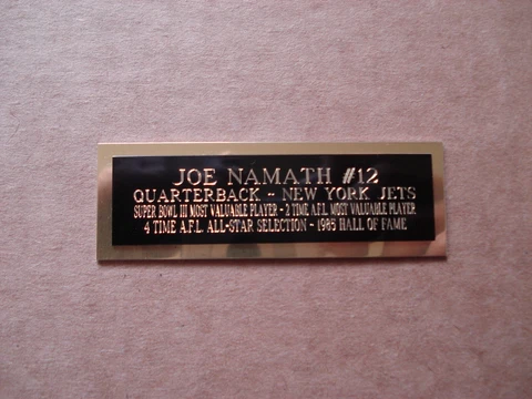 Joe Namath Football Card New York Jets Nameplate For A Card Plaque 1" X 3" Cover