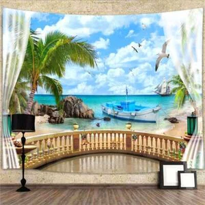 Tropical Beach Extra Large Tapestry Wall Hanging Nature Backgrounds Photography - Picture 1 of 7