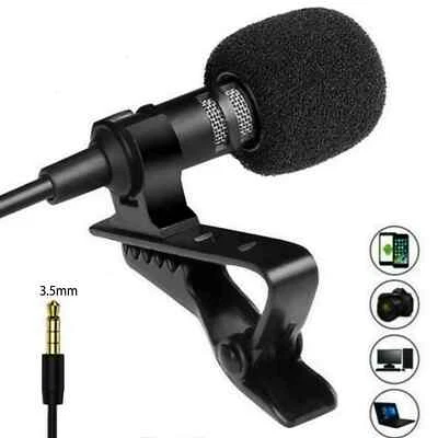 SELLERTREE 3.5mm Jack Clip-on Lavalier Lapel Microphone Omnidirectional Recording Vlog Phon