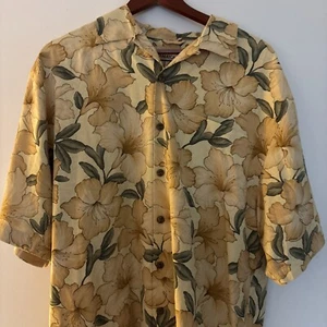 Jamaica Jazz medium 100% silk Yellow , short sleeve Hawaiian shirt - Picture 1 of 2