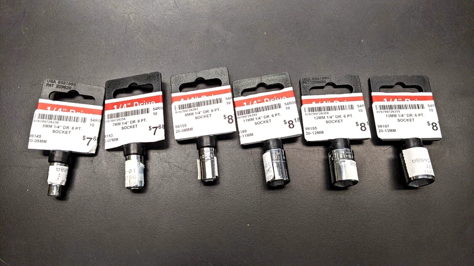 New WRIGHT TOOL 6 Pc. Sockets-1/4" Dr. 6 Point-METRIC- Made in USA Free Shipping - Image 1 of 4