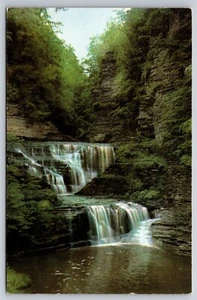 Pinnacle Rock Buttermilk Falls State Park, Watkins Glen NY Postcard - Picture 1 of 2