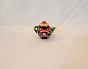 Mary Engelbreit Hinged Trinket Teapot Mini Box Floral Red Green Me Ink Tiny Vtg - Picture 1 of 4