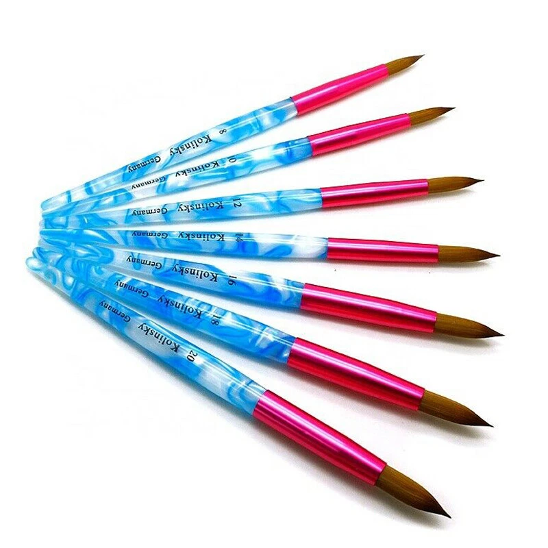 Acrylic Kolinsky Nail Brushes Blue And Pink Sizes 8-20 Nail Art Brush Makeup✿ - Image 1 of 4