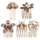Vintage Hair Combs Metal Alloy Crystal Pearl Decorative Clips (5Pcs)