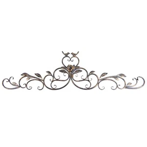 Large Metal Scrolls Wall Decor Leaf Vines Love Birds Heart Flower 35.25 inch - Picture 1 of 5