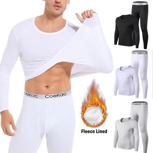 Set base intimo termico foderato in pile uomo lungo Johns per freddo - Foto 1 di 18