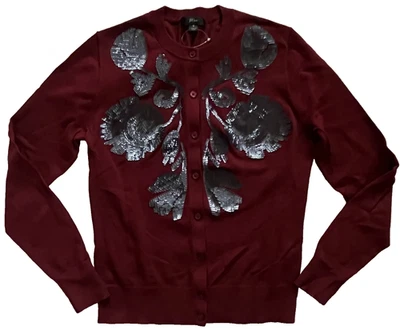 J. CREW Jackie темно-бордовый кнопка спереди блестки свитер J4839 женщин S * новый без ярлыков * - Изображение 1 из 4