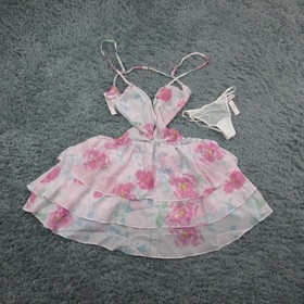 Victoria's Secret Babydoll Pajama Set Womens Large Pink Floral 2 Piece NWT