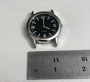 Silver Tone Quartz Watch Black Face Silver Tone Dial Needs Battery - Picture 1 of 2