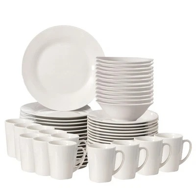 Juego de vajilla con borde de 48 piezas para 12 personas | Tazas, platos de ensalada y cena y... Foto 1 de 4