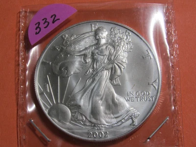 2002 $1 American Silver Eagle #332 - Gem BU - Image 1 of 2