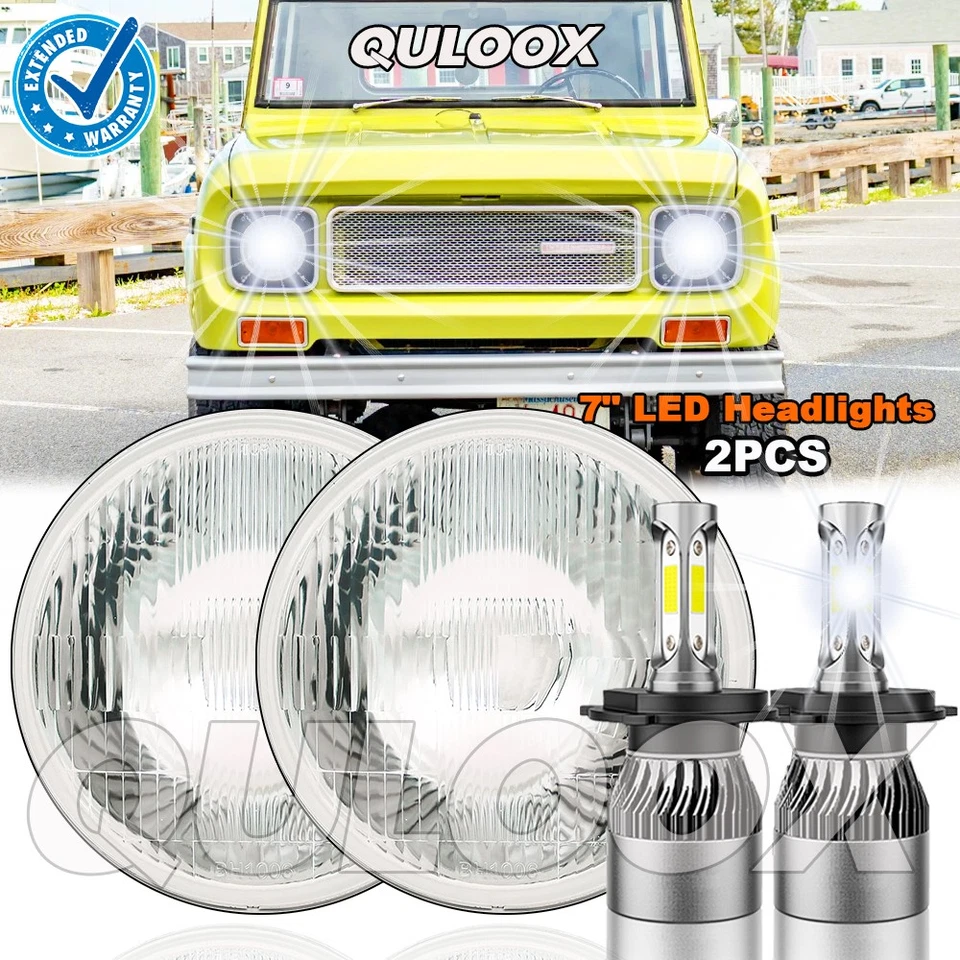 Fit International Harvester Scout II 1973-1979 Pair 7"Inch Round LED Headlights - Изображение 1 из 4
